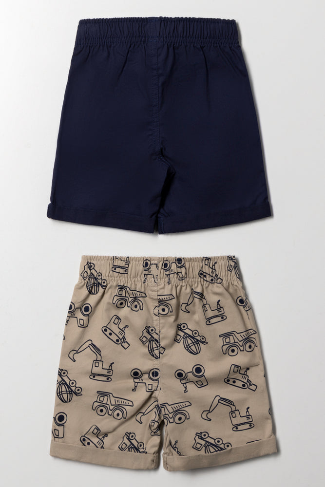 2 Pack Shorts Navy And Natural (2)