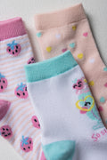 3 Pack Strawberry Ice Cream Socks Pink, Green And Peach (1)