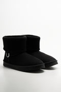 Knit Collar Boots Black