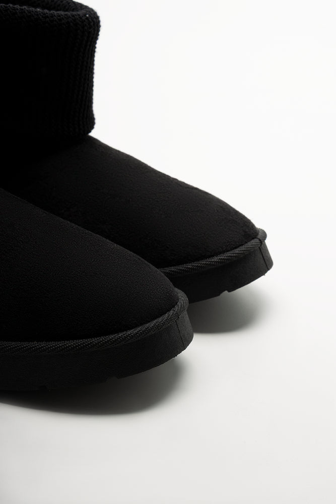 Knit Collar Boots Black (2)