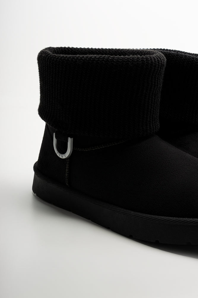 Knit Collar Boots Black (3)