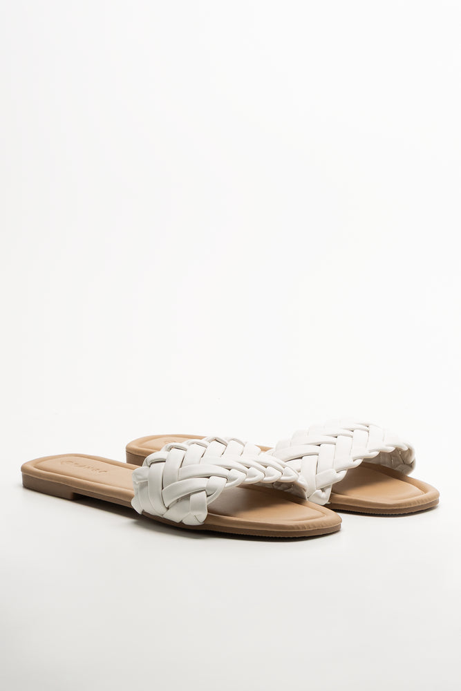 Weave Mule Sandal White