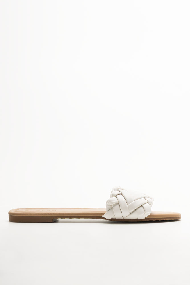 Weave Mule Sandal White
