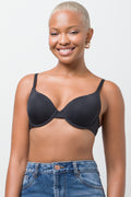 2 Pack Smooth Bonded Wing T-Shirt Bras Black And Natural