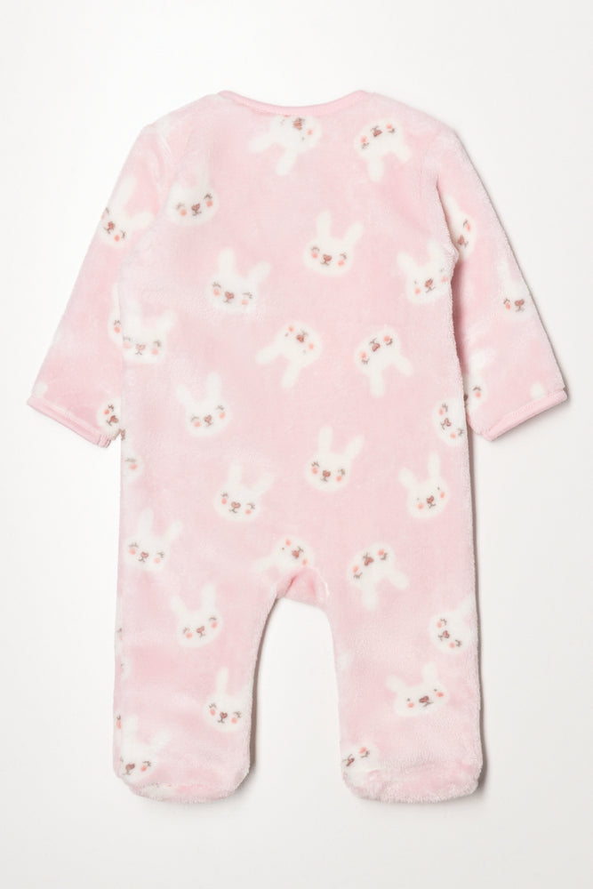 Bunny Printed Babygrow Pink (2)
