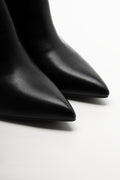 Croc Trim Stiletto Boots Black (2)