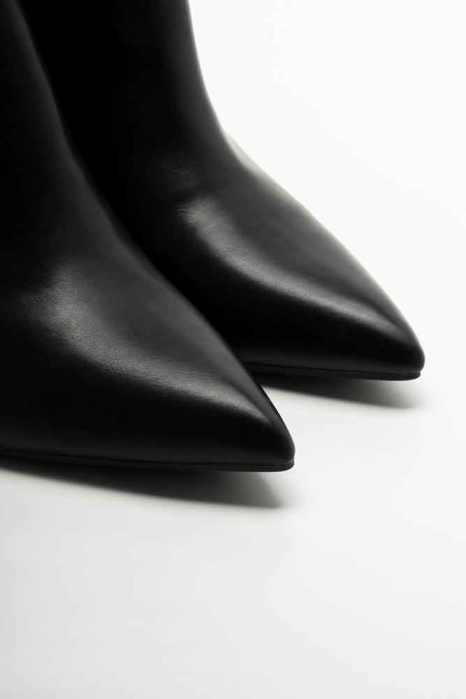 Croc Trim Stiletto Boots Black (2)