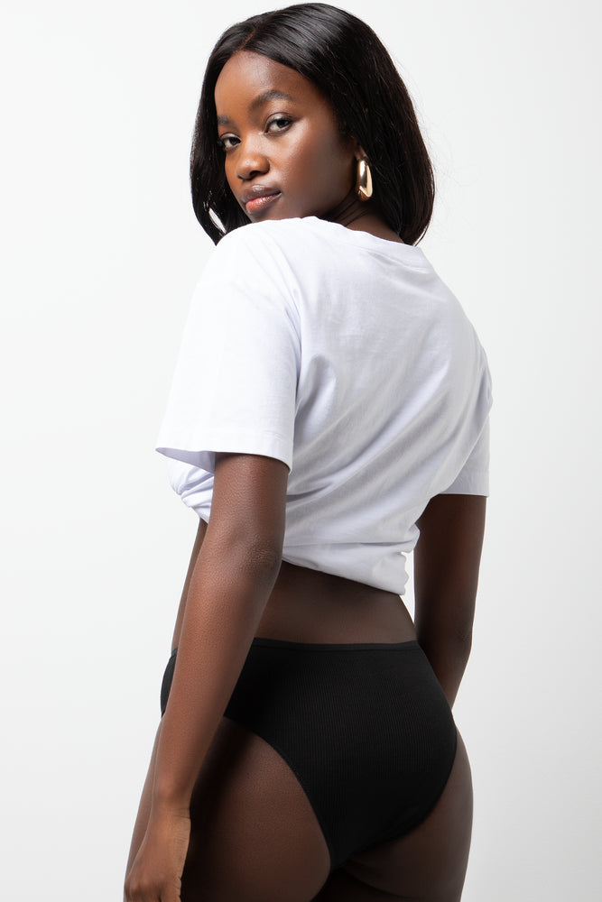 3 Pack Rib Brazilian Panties Black (3)