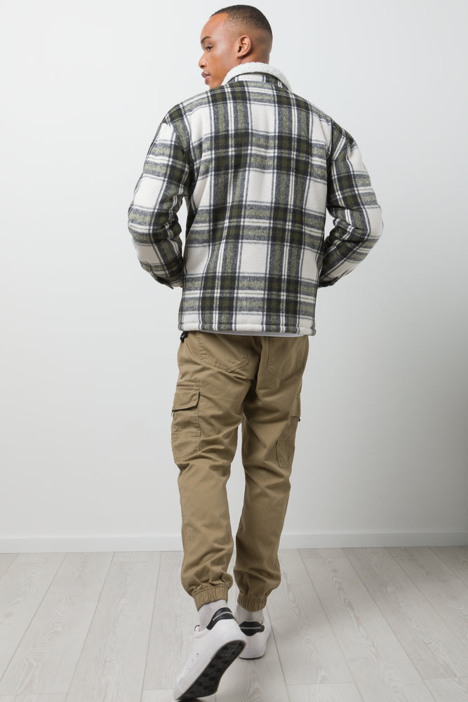 Check Sherpa Lined Shacket Cream (2)