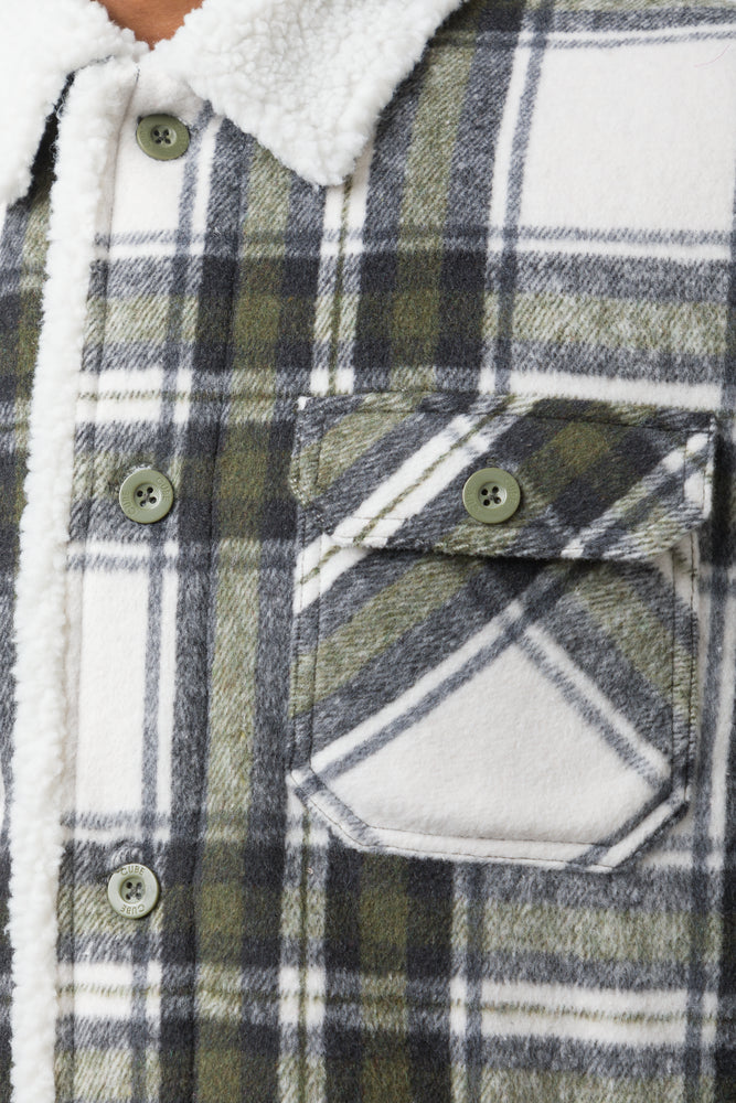 Check Sherpa Lined Shacket Cream (3)