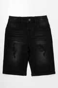 Ripped Denim Shorts Black