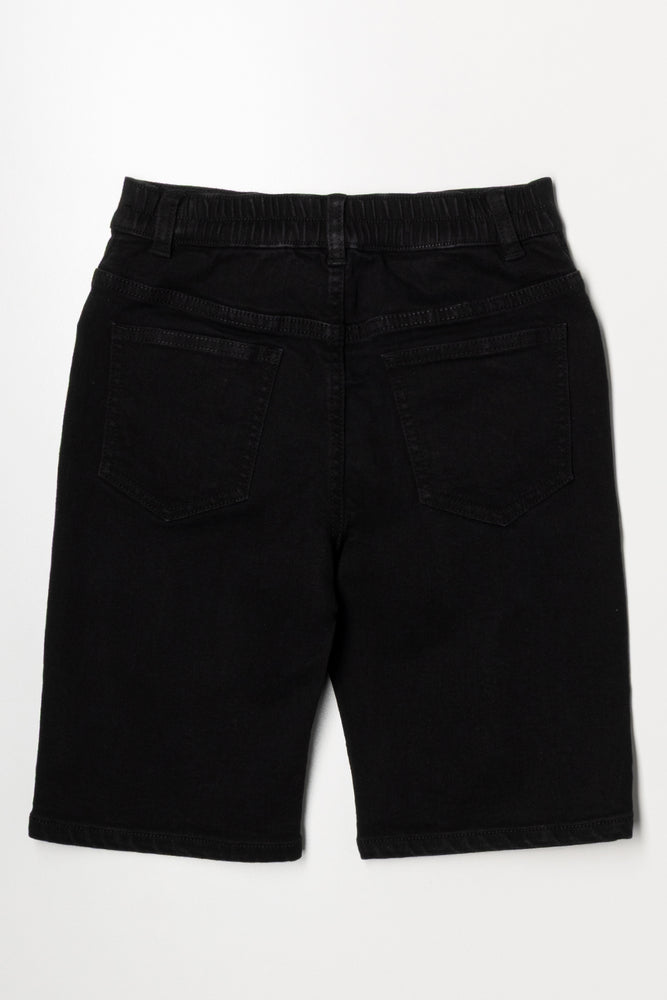 Ripped Denim Shorts Black (2)