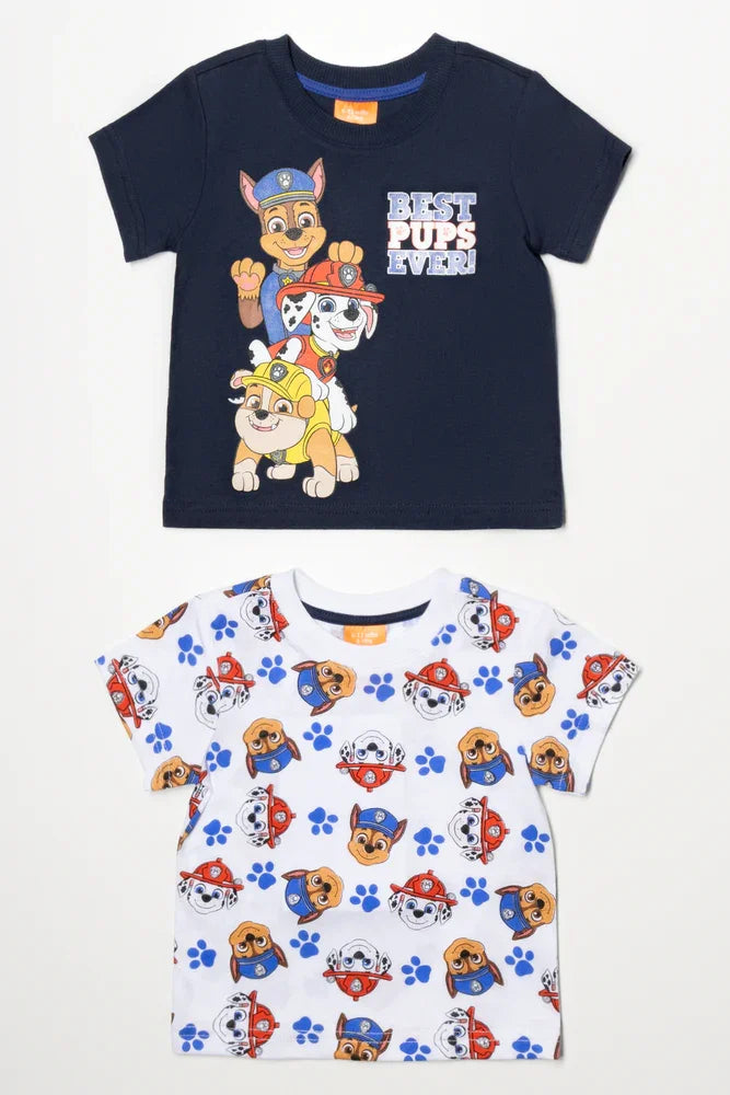 Paw Patrol 2 Pack T-Shirts Blue And White