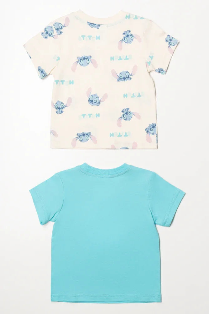 Lilo And Stitch 2 Pack T-Shirts Cream And Blue (3)