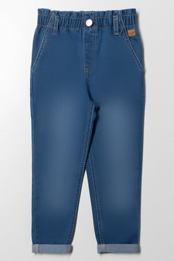Mini Mom Paperbag Denim Jeans Blue