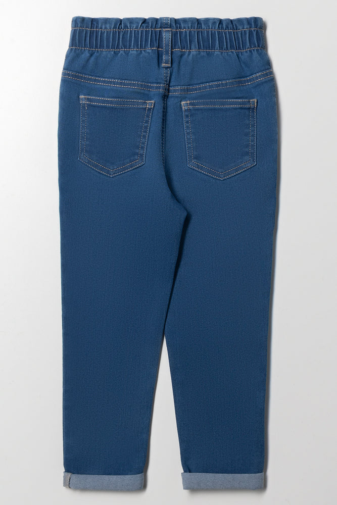 Mini Mom Paperbag Denim Jeans Blue (2)