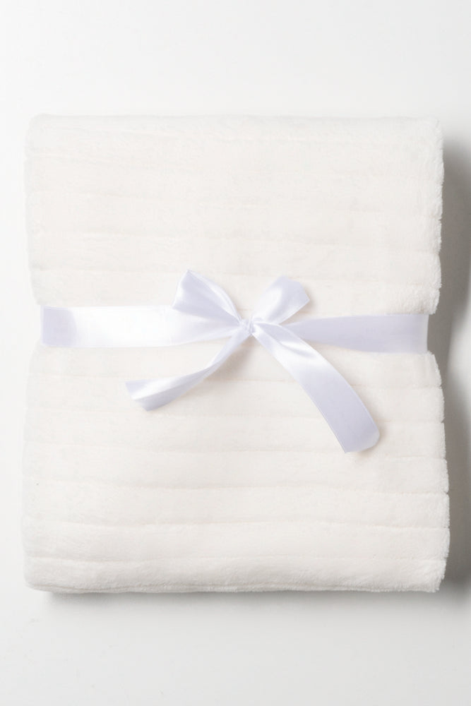 Rib Waffle Blanket White