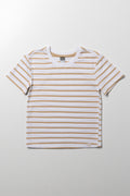 Short Sleeve Stripe T-Shirt White And Brown