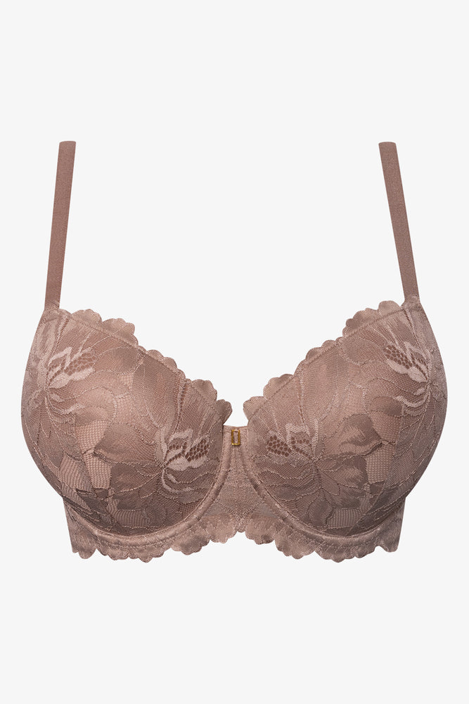 Plus Size Lace Balconette Bra Black And Natural