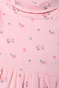Floral Poloneck Dress Pink (1)