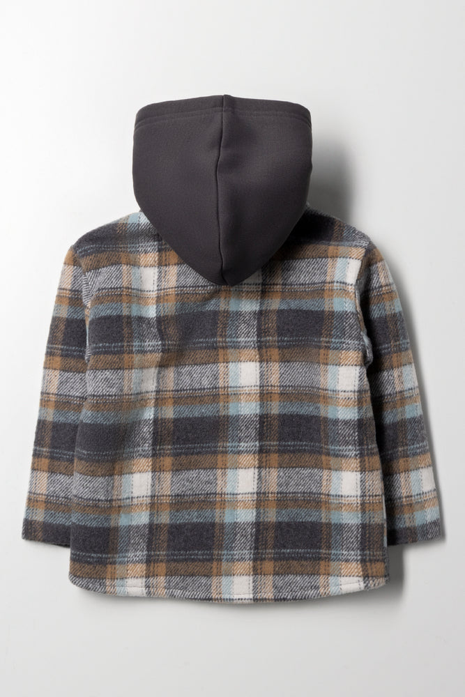 Hooded Check Shacket Grey And Blue (3)