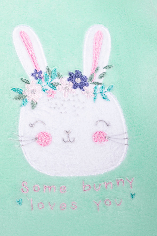 Fleece Bunny Pyjamas Green (1)