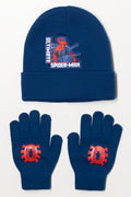 Spider-Man Beanie And Gloves Set Blue