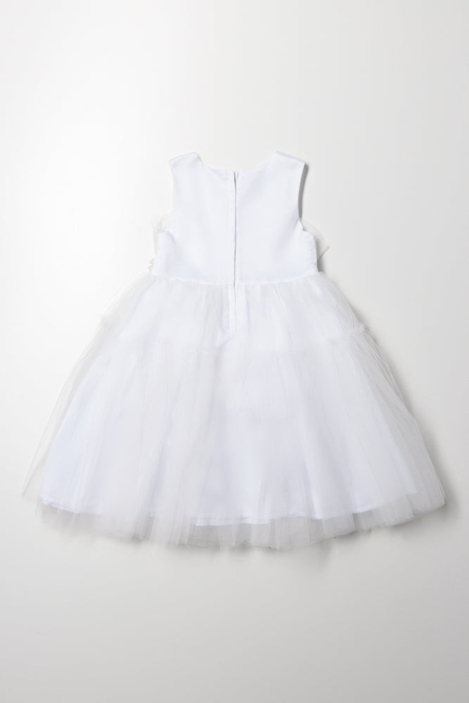 Layered Mesh Dress With Belt White (2)