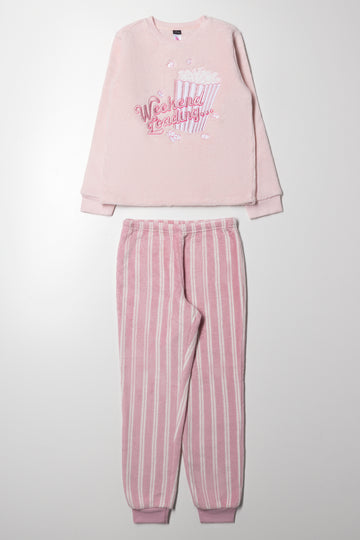 Fleece Popcorn Pyjamas Pink
