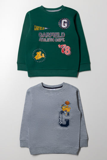 Garfield 2 Pack Crew Neck Tracktops Green And Grey