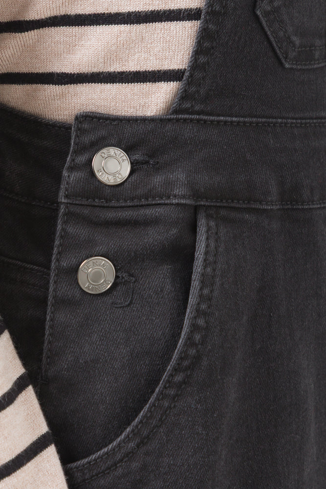 Denim Dungaree Dress Black (3)