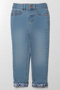 Lined Cuff Denim Jean Light Blue