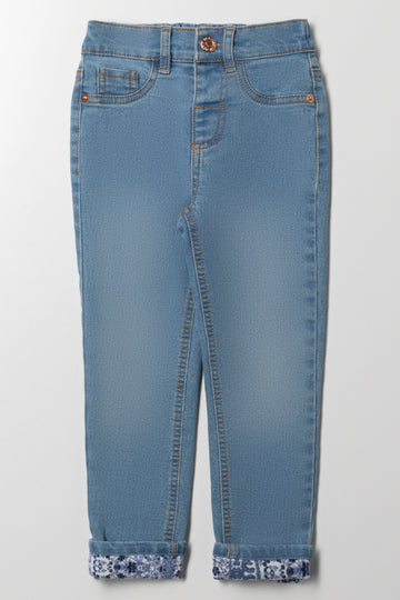 Lined Cuff Denim Jean Light Blue