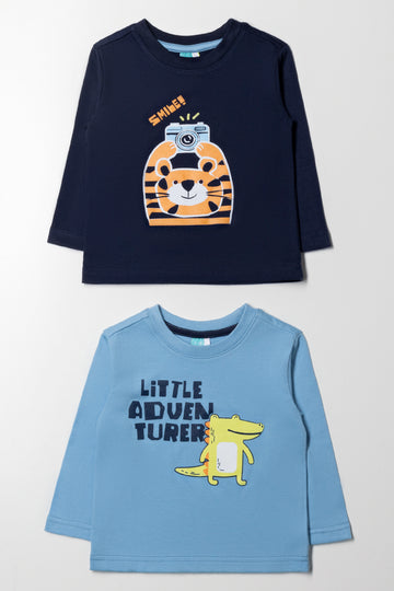 2 Pack Long Sleeve T-Shirts Navy And Blue