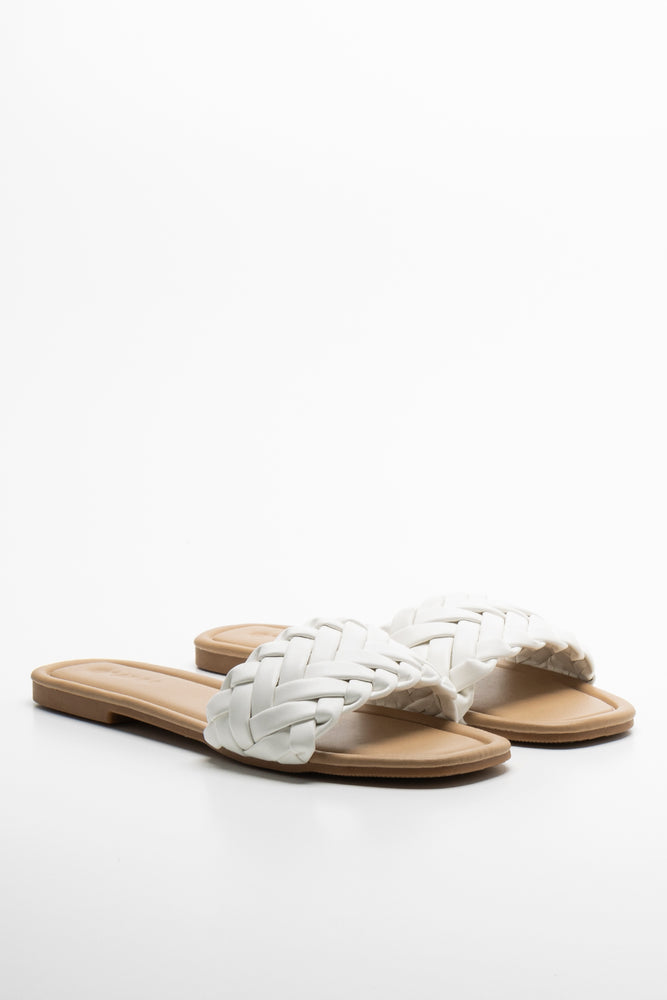 Braided Mule Sandals White