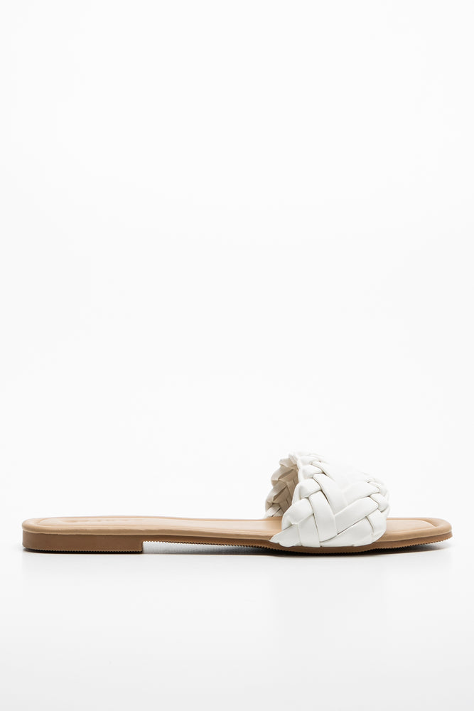 Braided Mule Sandals White