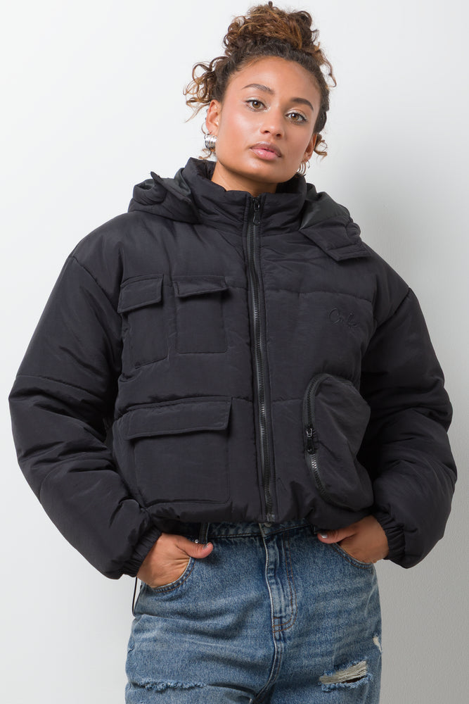 Technical Pocket Puffer Jacket Black