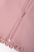 Lettuce Hem Zip Through Hoodie Pink (1)