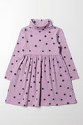 Spot Poloneck Flare Dress Purple