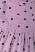 Spot Poloneck Flare Dress Purple (1)