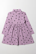 Spot Poloneck Flare Dress Purple (2)