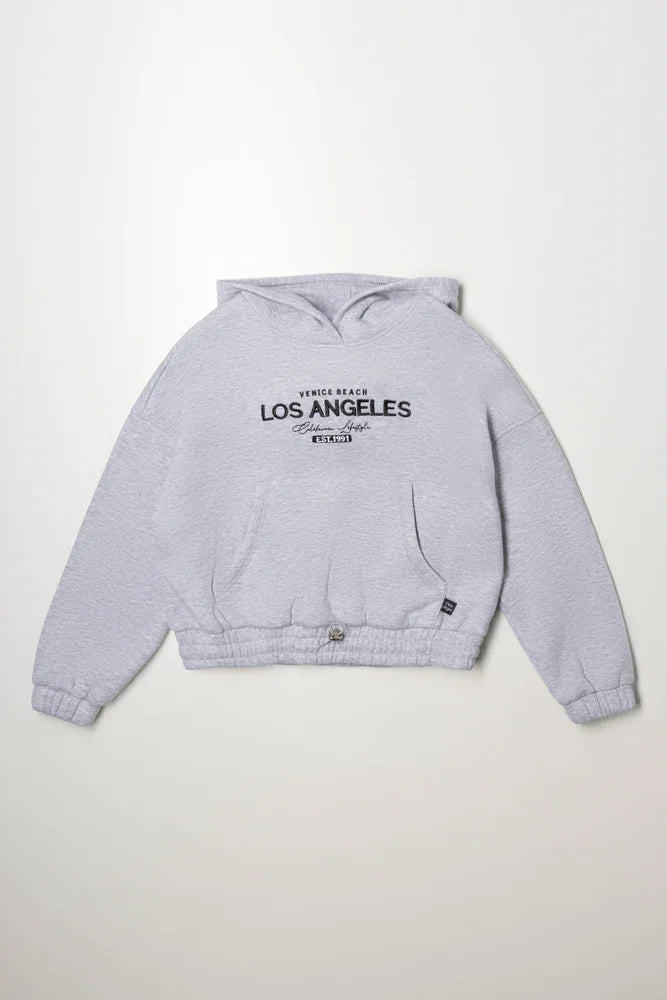 Embroidered Hoodie Grey