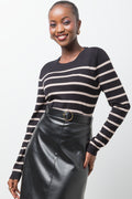 Long Sleeve Crew Neck Stripe Jersey Black