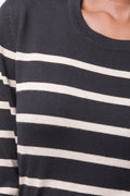 Long Sleeve Crew Neck Stripe Jersey Black (3)