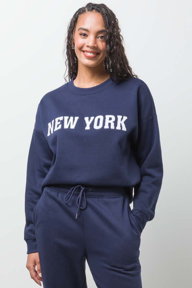 New York Crew Neck Tracktop Navy