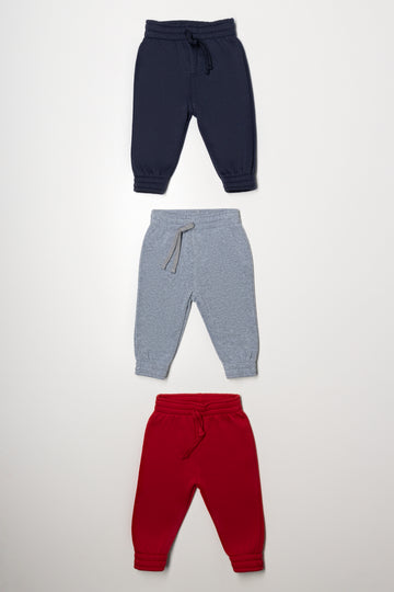 3 Pack Trackpants Charcoal, Grey And Red