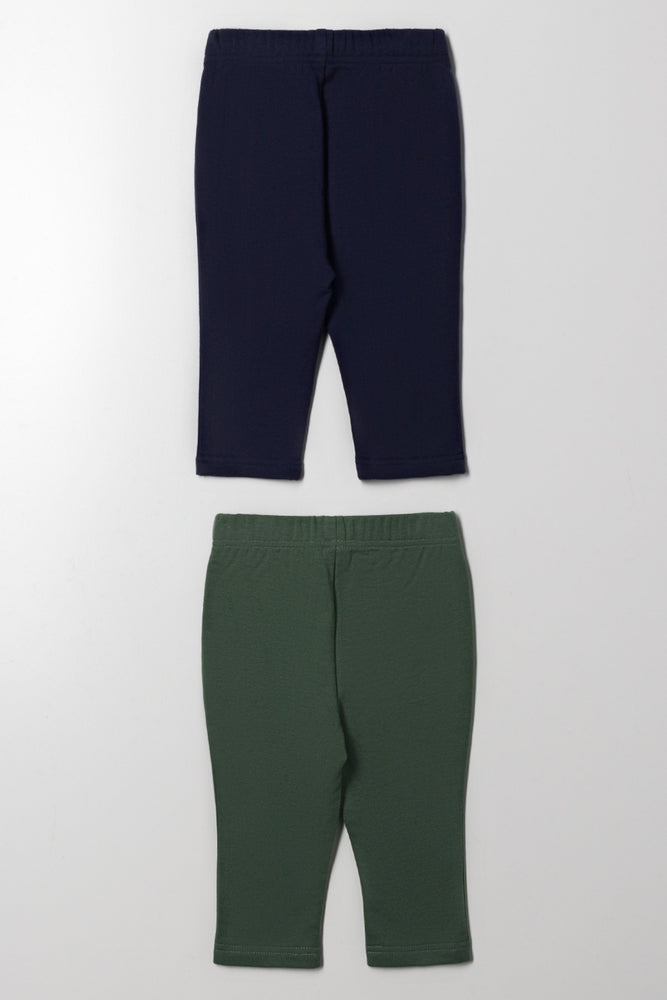 2 Pack Leggings Navy And Green (2)