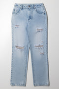 Straight Leg Denim Jeans Light Blue