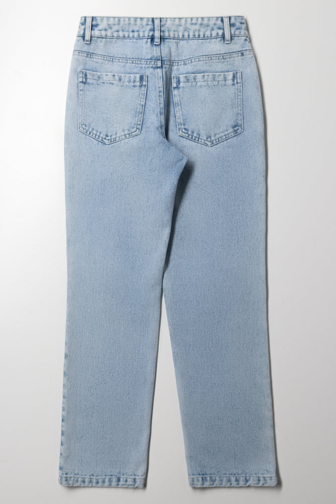 Straight Leg Denim Jeans Light Blue (3)