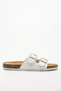 Double Strap Footbed Sandal White (1)